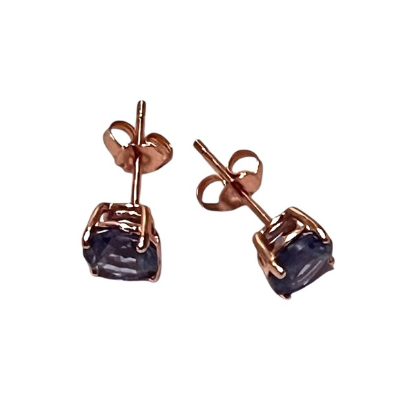 Elegant London Blue Topaz Rose Gold Over Sterling Stud Earrings